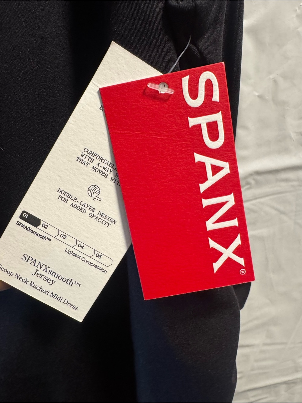 SPANX Black Stretch Jersey Scoop Neck Top